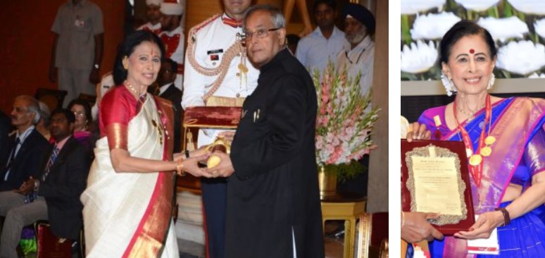 Saroja Vaidyanathan receiving Padma Bhushan