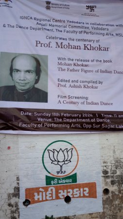 Mohan Khokar poster at MSU with Modi sarkar poster
