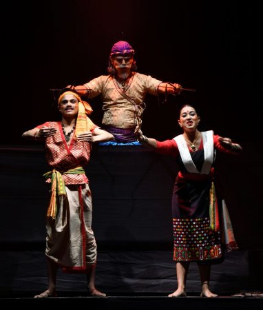 Ustad the Sutradhar and the male and female puppets