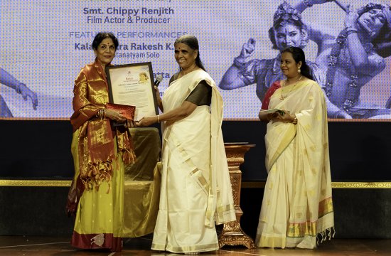 P Ramadevi receiving the award